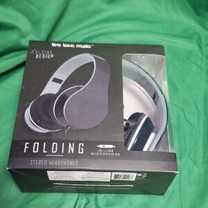 Black and White Folding Stereo Headphones